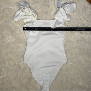 Sz Small White Ruffle Shein Bodysuit